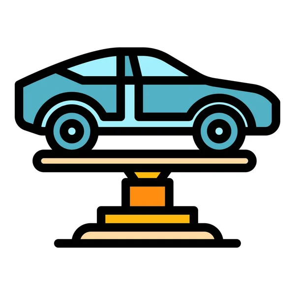 Wheel car lift icon color outline vector — Stock Vector