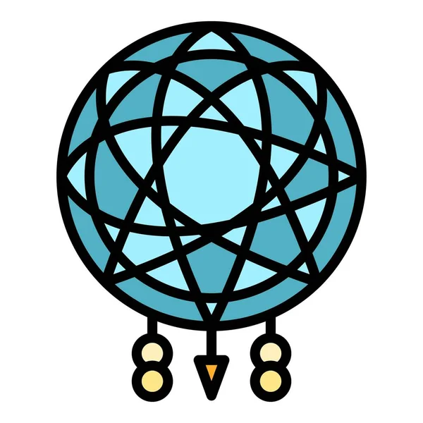 Şaman Rüya Yakalayıcı simgesi renk ana hatları vektörü