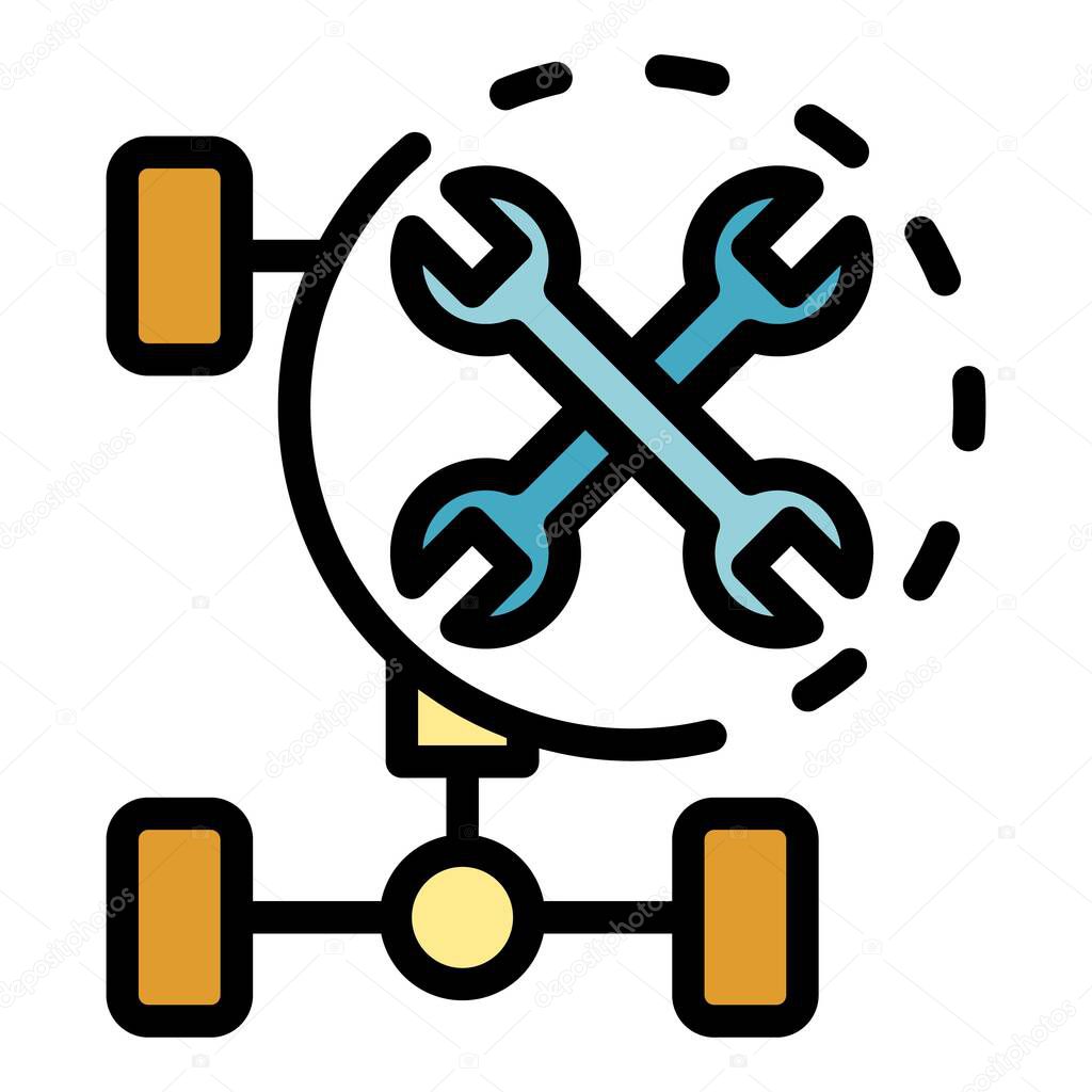 Repair car frame icon. Outline repair car frame vector icon color flat isolated