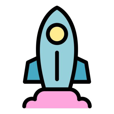 Roket fikri simgesi renk ana hatları vektörü