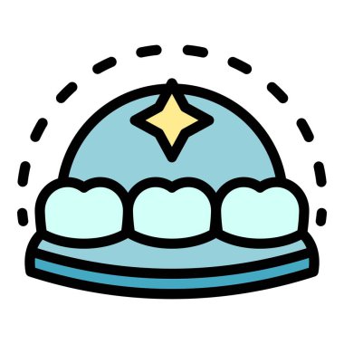 Temiz diş simgesi rengi ana hatları vektörü