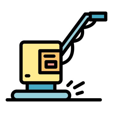 Modern öğütme makinesi simgesi renk ana hatları vektörü