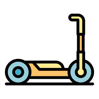 Elektrik scooter motor simgesi renk ana hatları vektörü