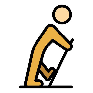 Yorgun adam kuzeyli yürüyen ikon renk ana hatları vektörü