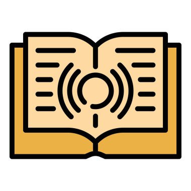 Kablosuz kitap simgesi renk ana hatları vektörü