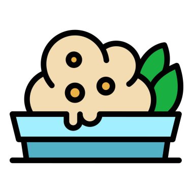 Restoran sırası simgesi renk ana hatları vektörü