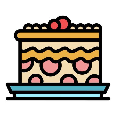 Restoran pastası simgesi renk ana hatları vektörü