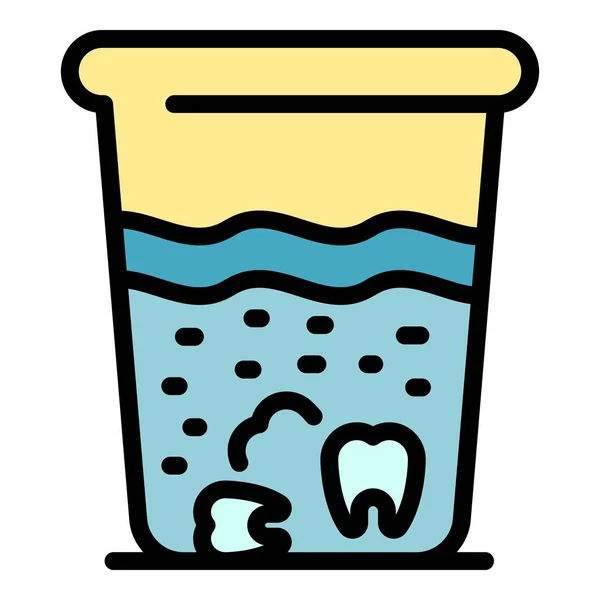 Teeth in rinse icon color outline vector — Stock Vector