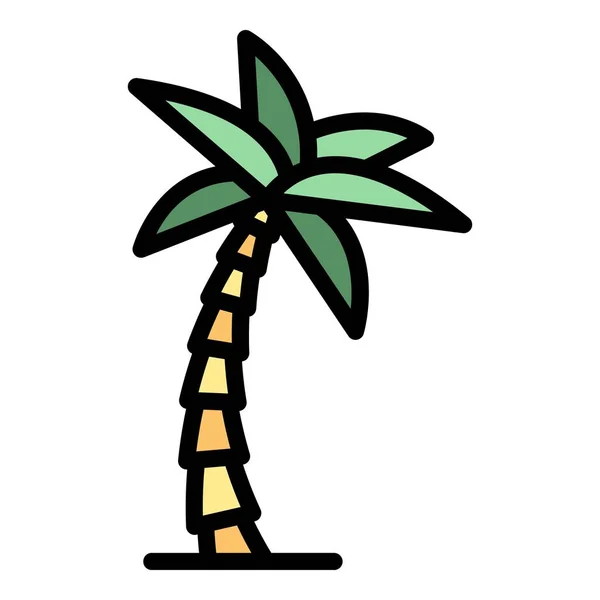 Strand Palme Symbol Farbe Umriss Vektor — Stockvektor