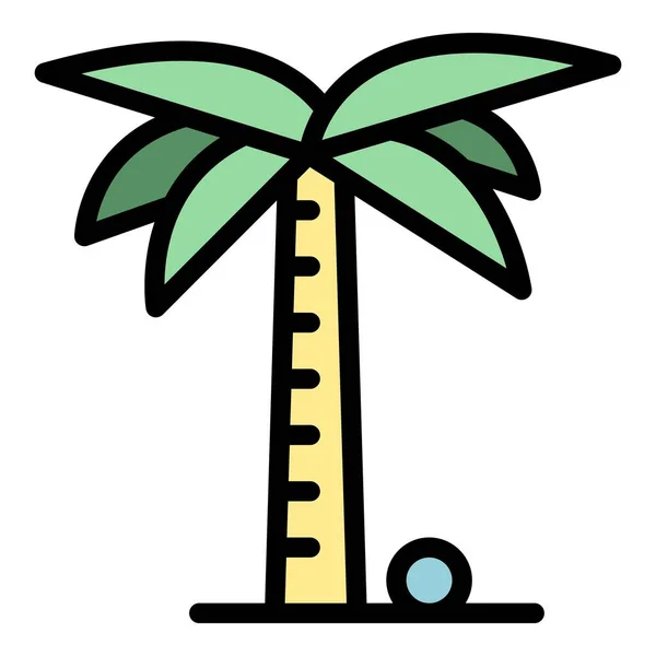 Vecteur de contour de couleur icône palmier exotique — Image vectorielle