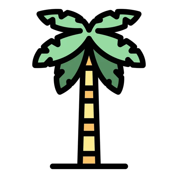 夏季棕榈树图标颜色轮廓矢量 — 图库矢量图片
