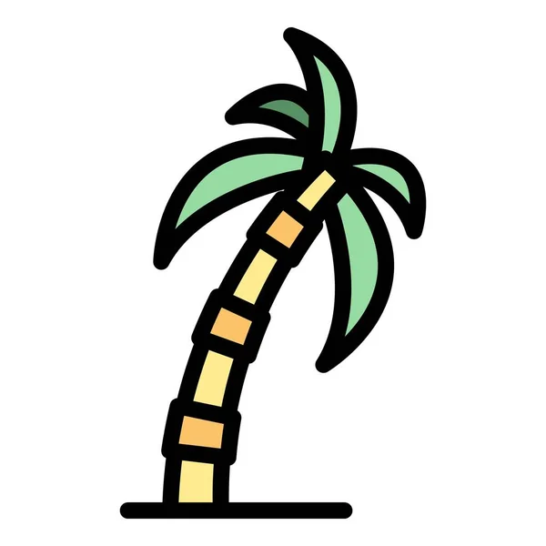Eco palmier icône couleur contour vecteur — Image vectorielle