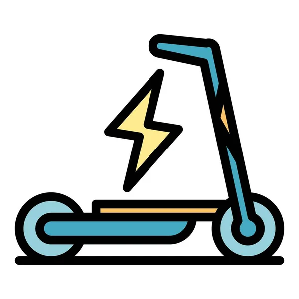 Carregar scooter elétrico ícone cor contorno vetor — Vetor de Stock