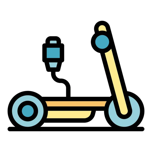 Enchufe eléctrico scooter eléctrico icono color contorno vector — Vector de stock