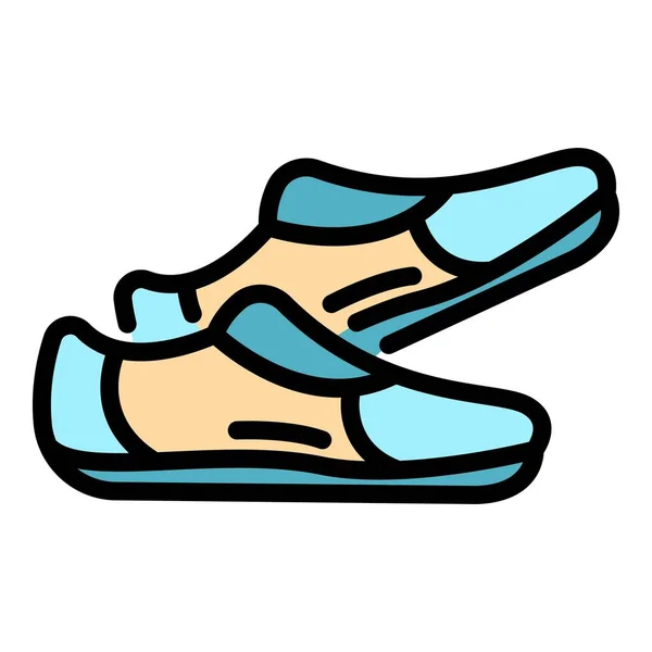 Zapatos de cuero nordic walking icon color outline vector — Vector de stock