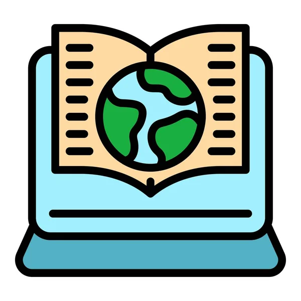 全球电子书阅读图标彩色轮廓矢量 — 图库矢量图片