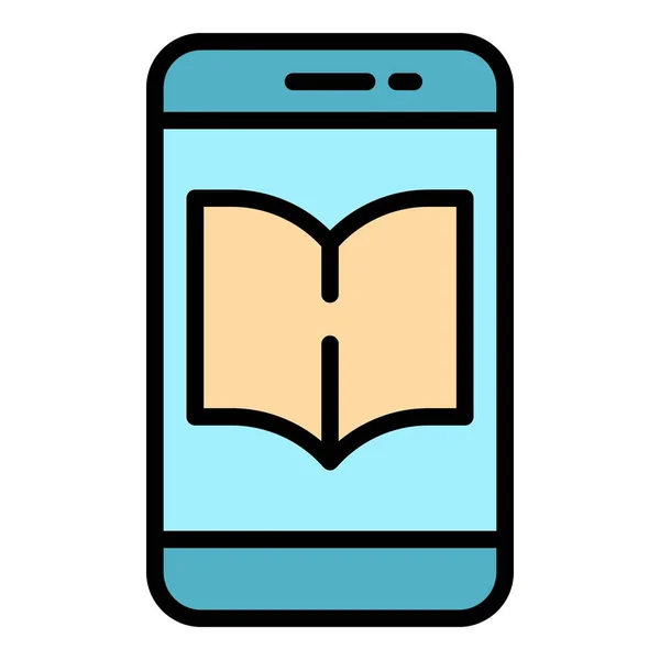 Literatura telefon ebook ikona barva obrysu vektor — Stockový vektor