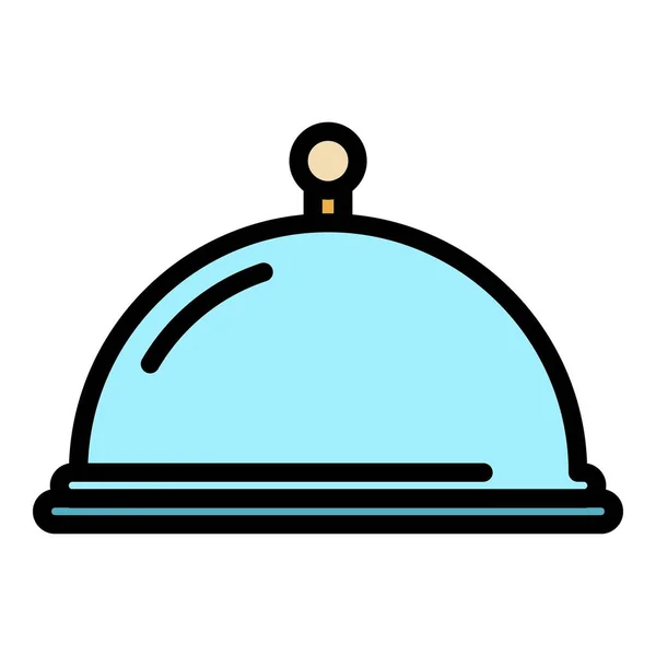 Restaurant Tablett Symbol Farbe Umrissvektor — Stockvektor