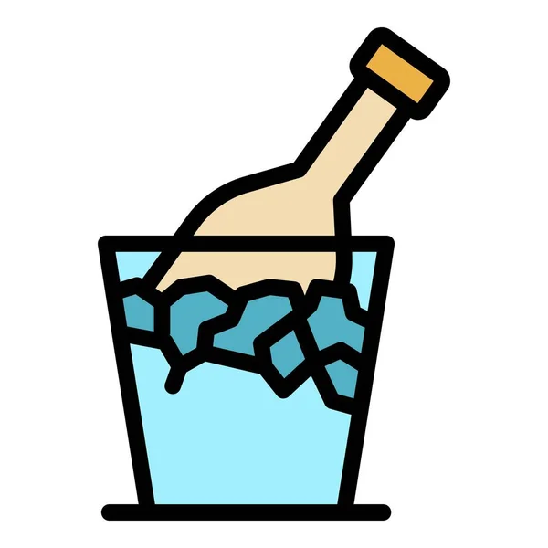 Botella de champán icono de color contorno vector — Vector de stock