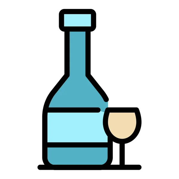 Restaurant bouteille de vin icône couleur contour vecteur — Image vectorielle