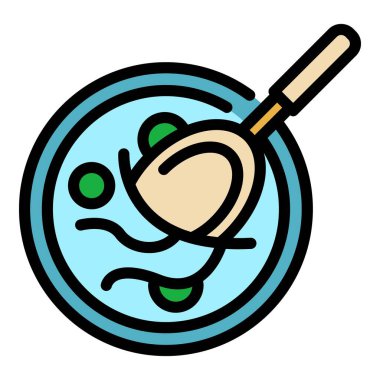 Restoran karışık gıda ikonu renk ana hatları vektörü