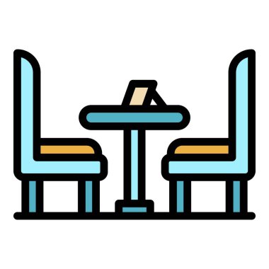 Restoran mobilyası simgesi renk ana hatları vektörü