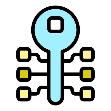 Anahtar güvenlik simgesi renk ana hatları vektörü