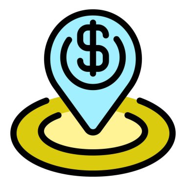 Banka konum simgesi renk dış hat vektörü