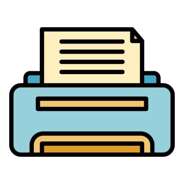 Rapor simgesi renk ana hatları vektörü yazdırılıyor