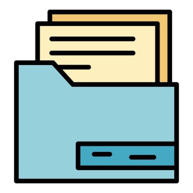 Dosya dizini rapor simgesi renk ana hatları vektörü