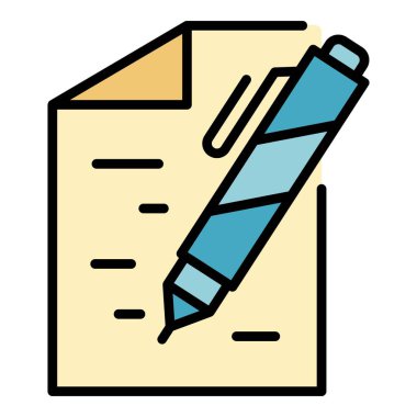 Rapor simgesi renk ana hatları vektörü yazılıyor