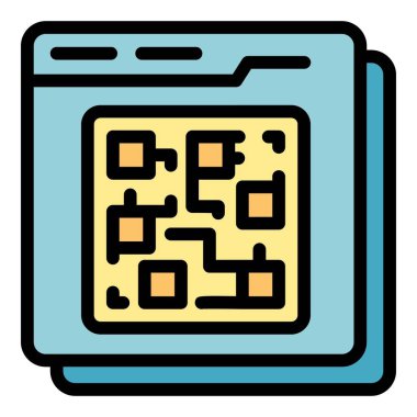 QR kod simgesi renk ana hatları vektörü