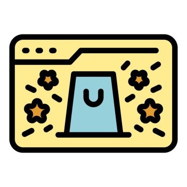 Web depolama simgesi rengi ana hatları vektörü