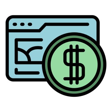 Web çevrimiçi dükkan simgesi renk ana hatları vektörü