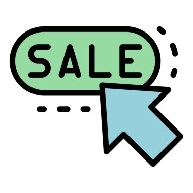 Çevrimiçi düğme simgesi rengi taslak vektörü sat