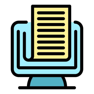 Çevrimiçi post simgesi renk ana hatları vektörü