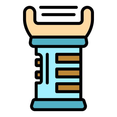 Şok tabancası güvenlik simgesi renk ana hatları vektörü