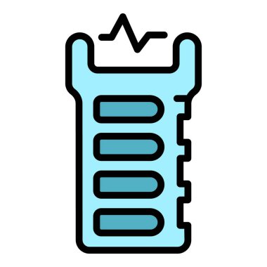 Şok tabancası savunma simgesi renk ana hatları vektörü