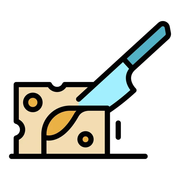 Restaurant knife cheese icon color outline vector — Vettoriale Stock