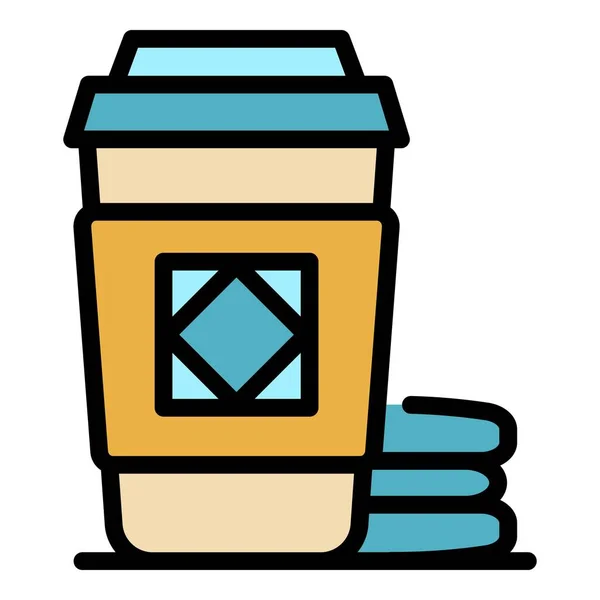 Taza de café para ir icono color contorno vector — Vector de stock