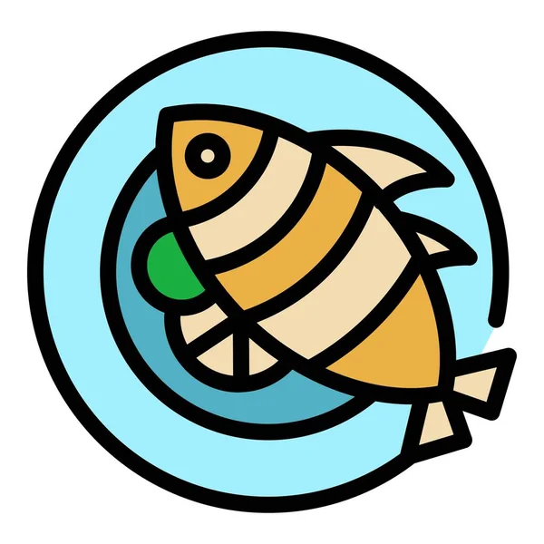 Restauracja ryby żywności ikona kolor zarys wektor — Wektor stockowy