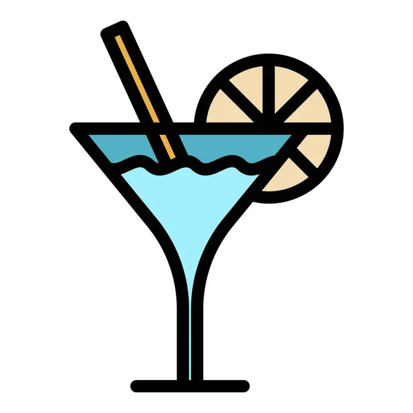 Strand Cocktail Symbol Farbe Umrissvektor — Stockvektor