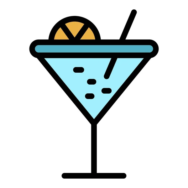 Café cocktail ícone cor contorno vetor —  Vetores de Stock