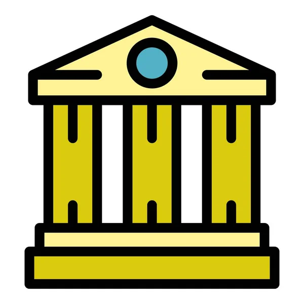 Banco icono del edificio color contorno vector — Archivo Imágenes Vectoriales
