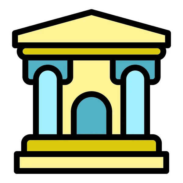 Bank-Symbol Farbe Umrissvektor — Stockvektor