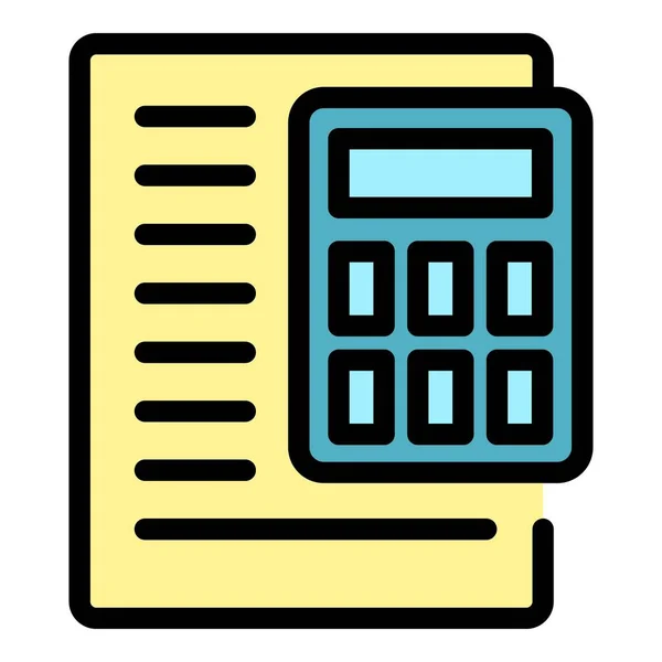 Handmatige rekenmachine pictogram kleur overzicht vector — Stockvector