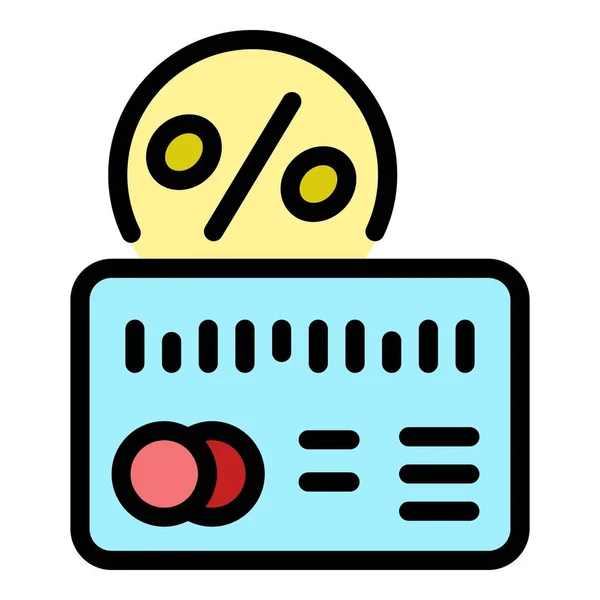 Percent card icon color outline vector — Stockvektor