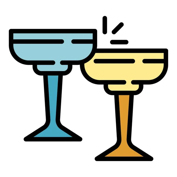 Cheers cocktail glasses icon color outline vector — Stock Vector