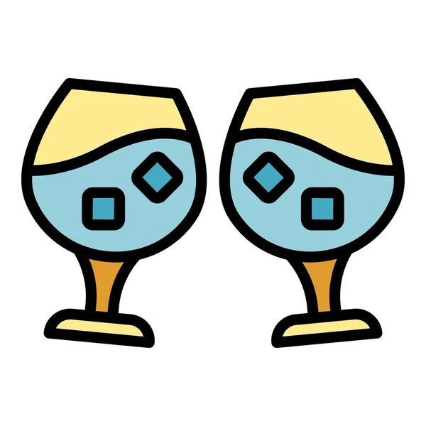 Cheers wine icon color outline vector — стоковый вектор