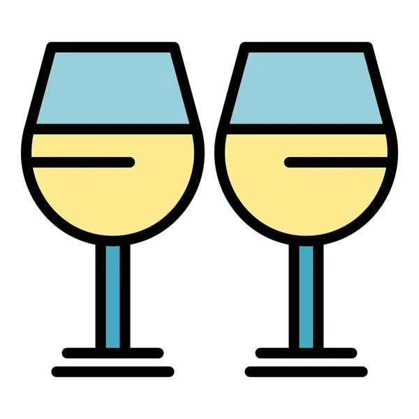 Cheers gafas de vacaciones icono color contorno vector — Vector de stock